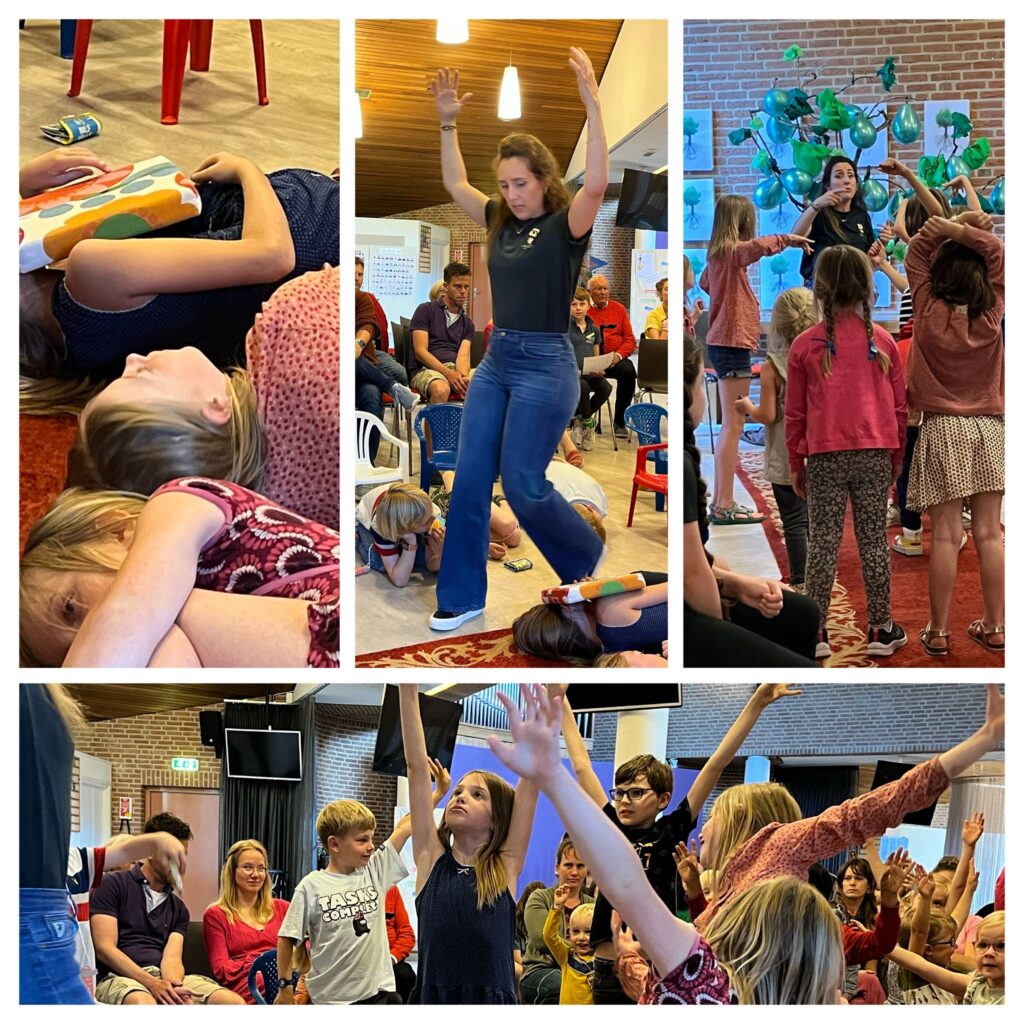 een collage met 4 foto's van de Kliederkerk